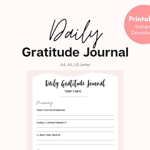Diario de gratitud diario imprimible / Estilo minimalista Gratitud imprimible