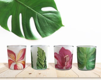 Tropical Bridal Shower Birthday Table Decor Votive Candle Tealight Wrappers, Hawaiian Rehearsal Wedding Baby Decor Centerpieces