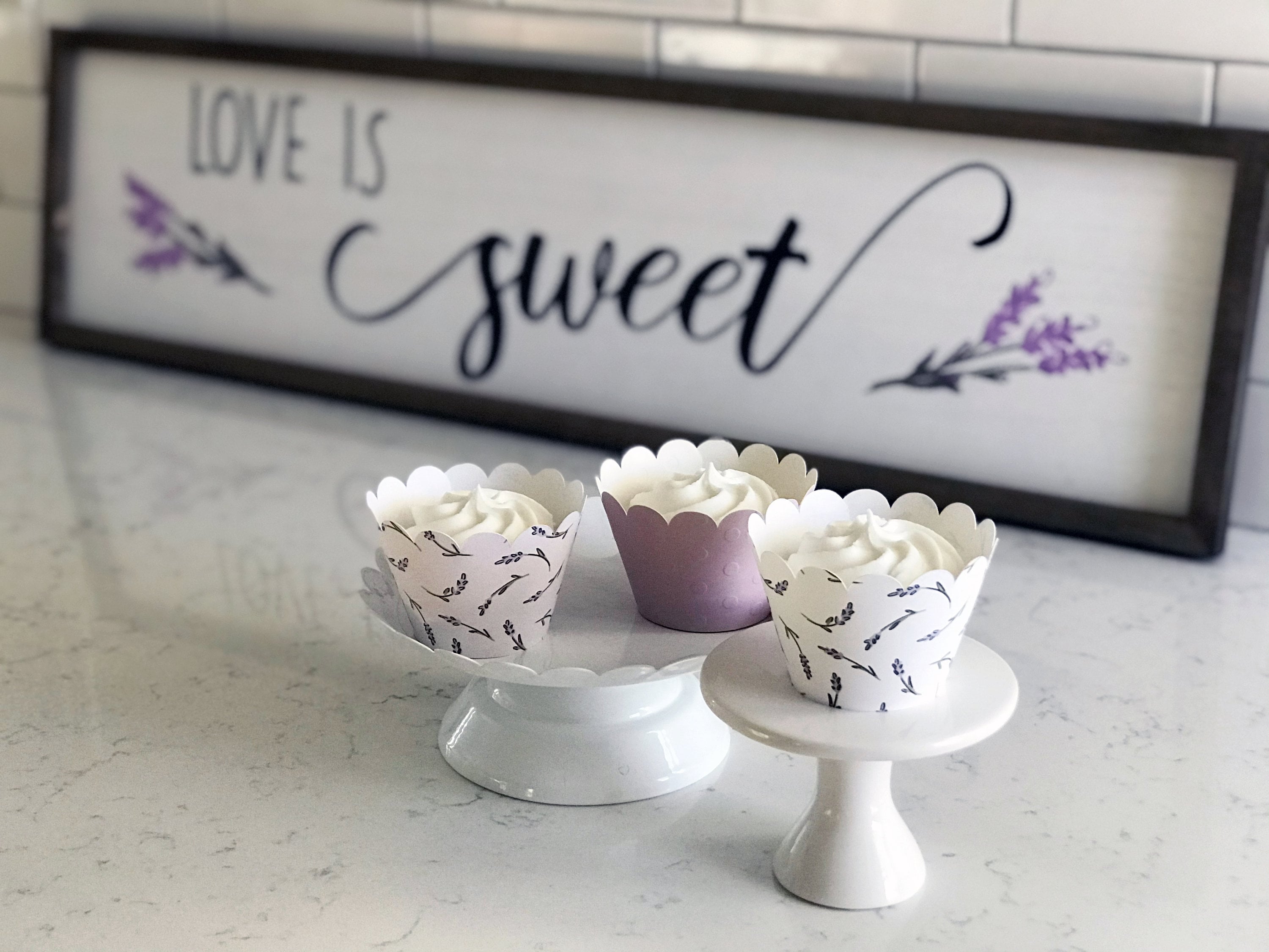 Lavender Floral Cupcake Wrappers Set of 12 Cupcake Wrappers Floral Wedding Floral Bridal Shower Wedding Decor