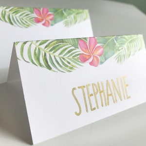 Plaatskaarten tropisch vrijgezellenfeest | Tropische Hawaiiaanse plaatskaarten | Plaatskaarten met tropische bloemen | Set van 25 plaatskaarten