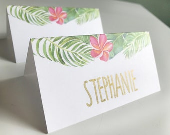 Tropical Bridal Shower Place Cards | Tropical Hawaiian Place Cards | Tropical Floral Place Cards | Set of 25 Place Cards
