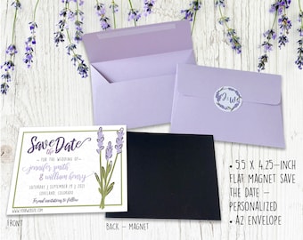 Lavender Save The Date Magnet - Personalized Wedding Save The Date Magnet - Floral Save The Date