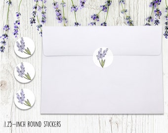 Lavender Wedding Decal Sticker Round Floral Invitation Favor Seals