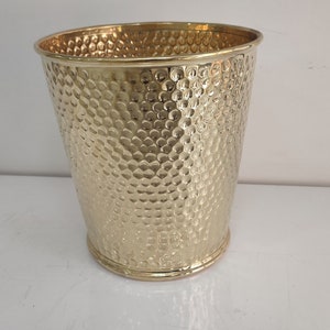 Brass Bathroom Storage Basket Hammered Waste Paper Trash Can / Toilet Brass Decorative - bathroom accessories