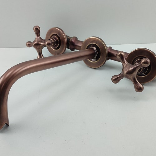 Cooper Wall Mounted Faucet Sink Brass Copper Wall Mount Etsy