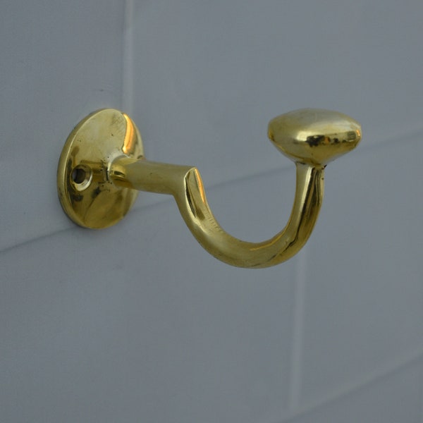 Set of Handcrafted Unlacquered Brass Hooks For Wall - Brass Hooks For Bathroom