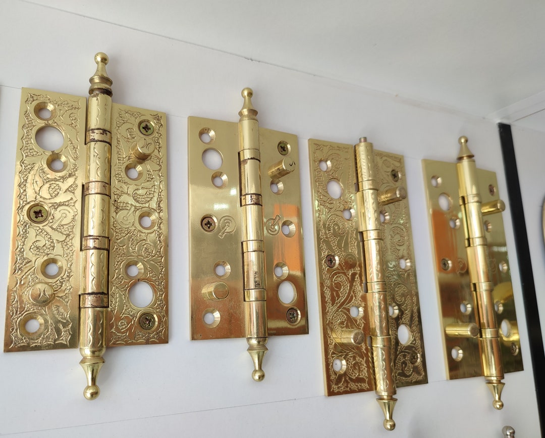 Door Hinges Vintage Old Style Moroccan Solid Heavy Brass Engraved