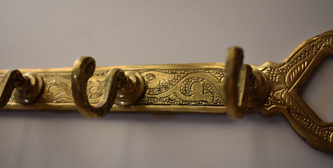 Moroccan Brass Engraved Brass Key Hook Large Wall Hook Hooks Etsy