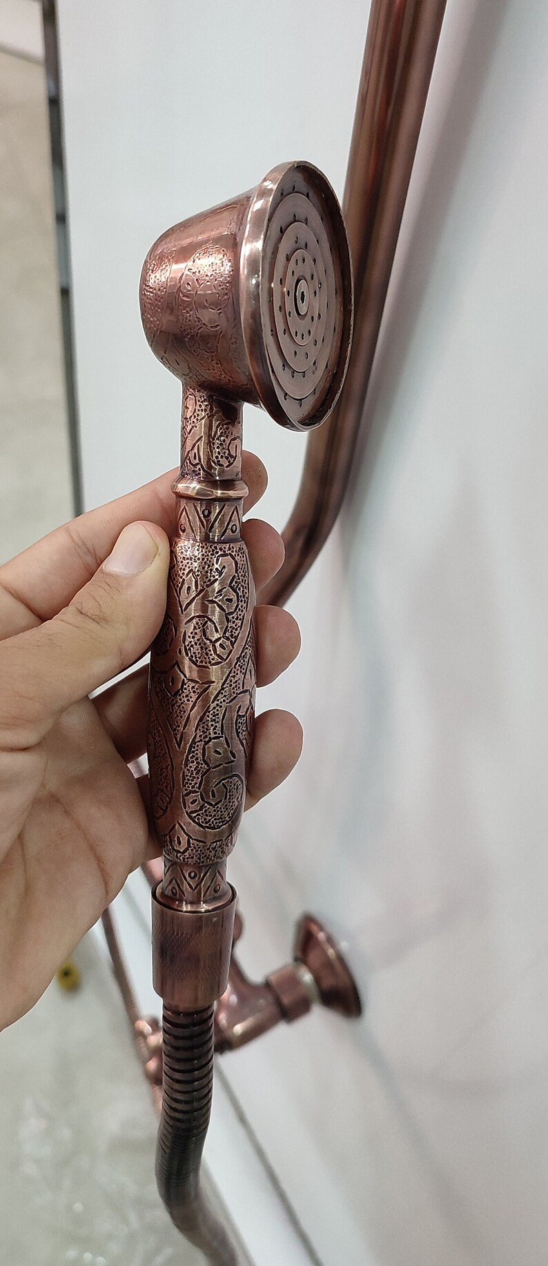 Exposed Copper Shower System Round Copper Shower Head Combo Etsy