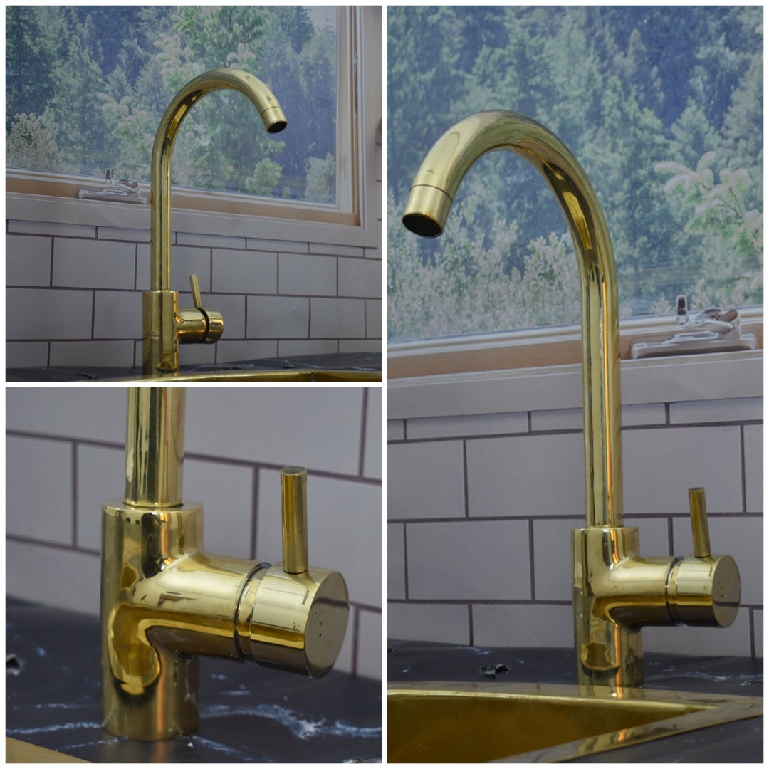Unlacquered Brass Basin Faucet Wet Bar Faucet Mid Century Etsy