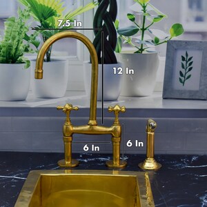 Two-Handles Bridge Kitchen Faucet With Side Sprayer - Oil Rubbed Bronze