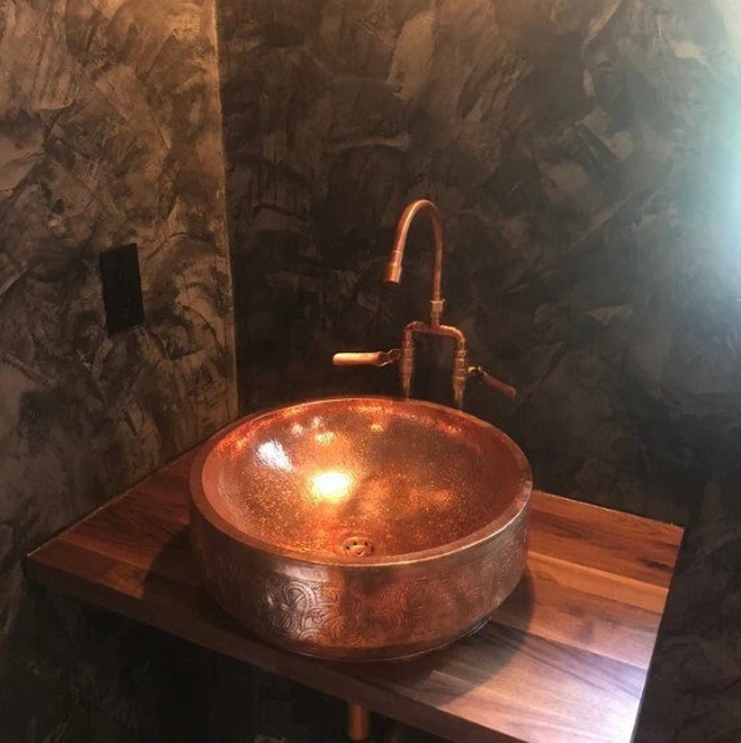 Copper Bathroom Sink Mid Century Copper Vessel Sink Vessel Etsy 日本