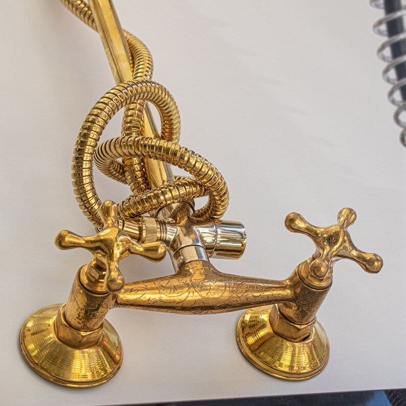 Solid Brass Head Shower Exposed Pipe Faucet Rain Shower Etsy