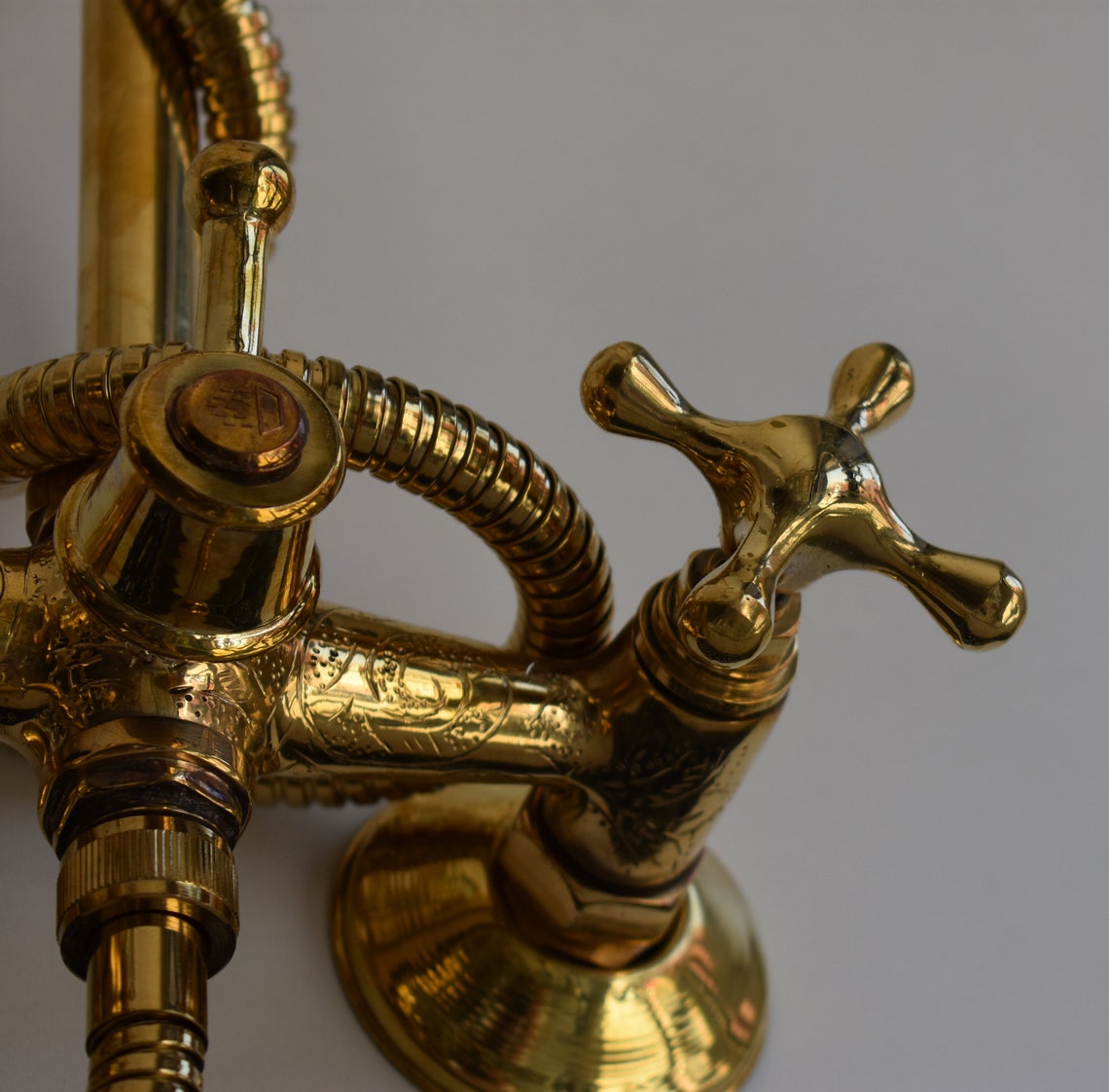 Unlacquered Brass engraved Shower System Handheld Shower And Etsy
