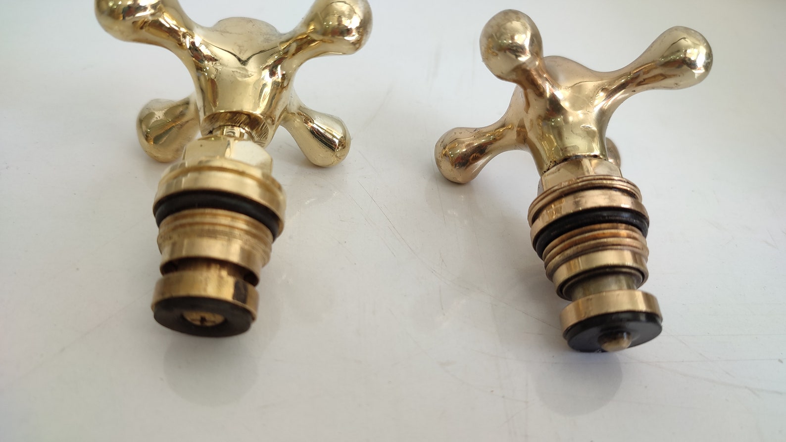 Unlacquered Brass Cross Handle Set Faucet Handles Set Etsy