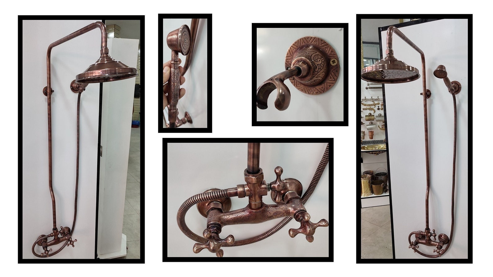 Exposed Copper Shower System Round Copper Shower Head Combo Etsy