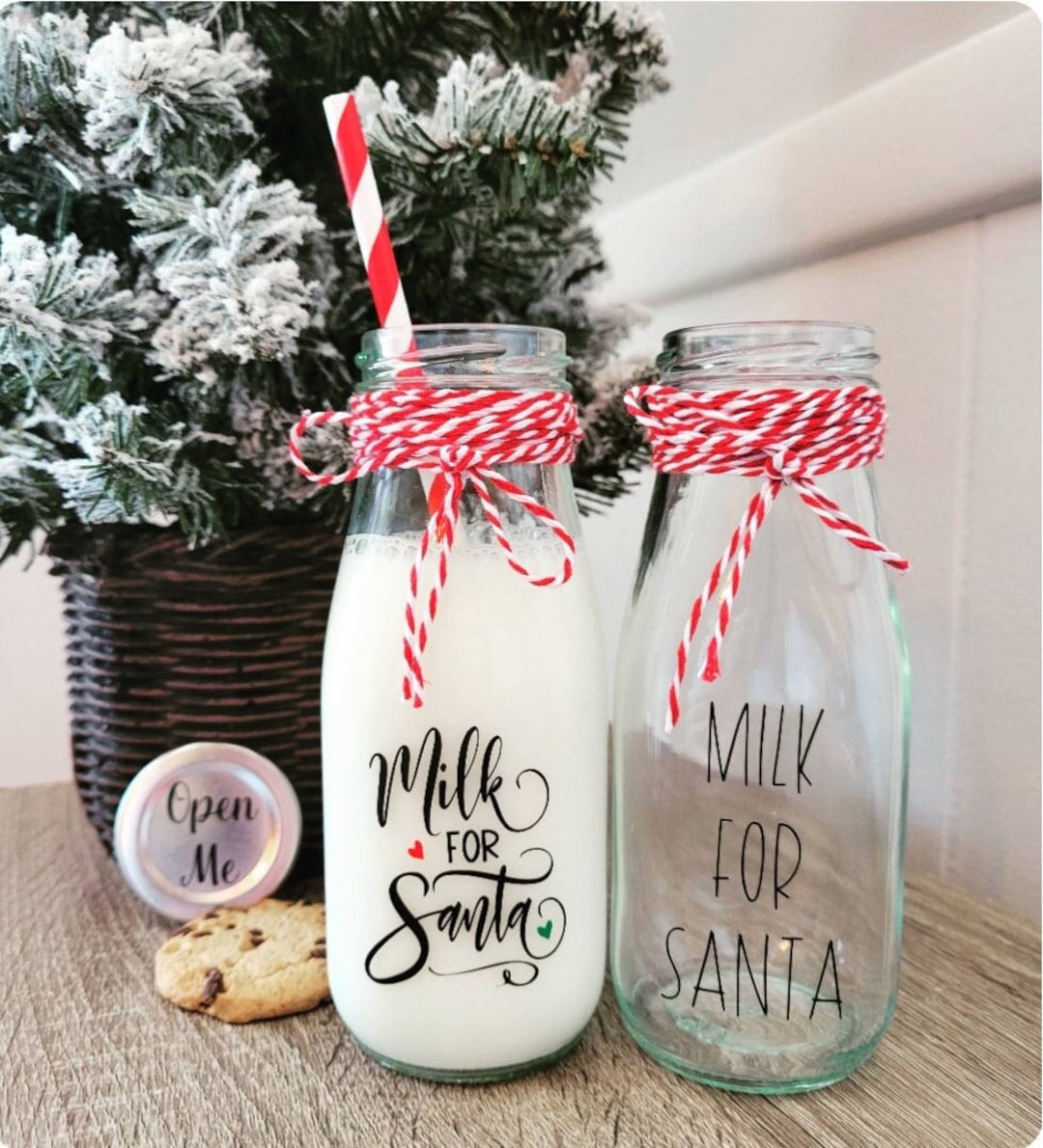 Milk for Santa Glass Milk Bottle Christmas Milk Bottle Christmas Glass