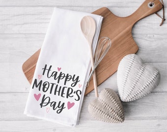 Mother's Day Kitchen Towel- Flour Sack Towel- Dish Towel- Tea Towel- Kitchen Decor- Mother's Day Gift- Home Decor- Hearts- Mom Gift-