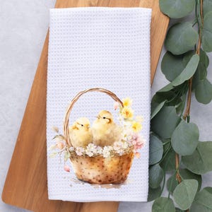 Easter Kitchen Towel- Easter Tea Towel-Dish Towel- Spring Kitchen Decor-Easter Decor-Home Decor-Waffle- Easter Chicks- Spring Decor