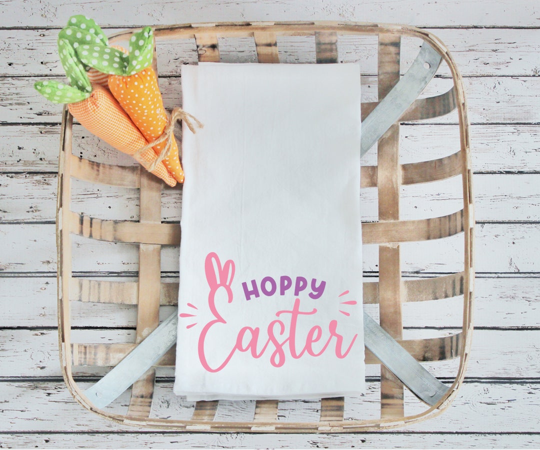 Easter Kitchen Towel Flour Sack Toweleaster Bunnies dish Towel Tea