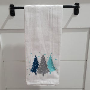 Christmas Trees Flour Sack Towel- Christmas Kitchen Towel- Tea Towel- Dish Towel- Christmas Kitchen Decor- Christmas Decor- Home Decor