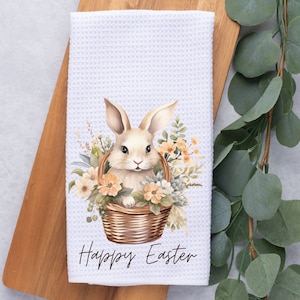 Easter Kitchen Towel- Easter Tea Towel-Dish Towel- Spring Kitchen Decor-Easter Decor-Home Decor-Waffle- Easter Bunny- Spring Decor