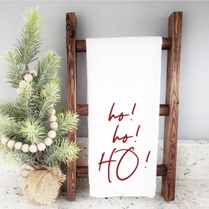 Toalla de saco de harina Ho Ho Ho - Toalla de cocina navideña - Paño de cocina - Paño de cocina - Decoración navideña - Decoración navideña - Decoración del hogar