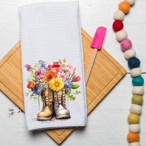 Bloemen keukenhanddoek - theedoek - theedoek - keukendecor - woondecoratie - wafel - bloemen keukendecor - lente keukenhanddoek - lente - zomer