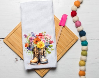 Floral Kitchen Towel- Tea Towel- Dish Towel- Kitchen Decor- Home Decor-Waffle- Floral Kitchen Decor- Spring Kitchen Towel- Spring- Summer