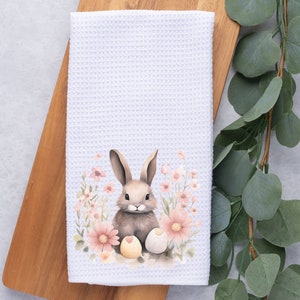 Easter Kitchen Towel- Easter Tea Towel-Dish Towel- Spring Kitchen Decor-Easter Decor-Home Decor-Waffle- Easter Bunny- Spring Decor