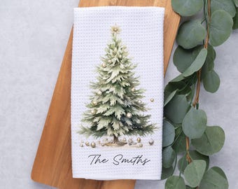 Gepersonaliseerde kerstboom keukenhanddoek-theedoek-theedoek-kerst keukendecor-kerstdecor-huisdecor-wafel-microvezel-vrolijk