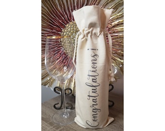 Congratulations Wine Bottle Bag- Wine Bag- Reusable Wine Bag- Congrats Wine Bag- Celebration- Wine- Wine Gift- Gift Wrap- Wine Bottle