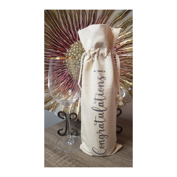 Congratulations Wine Bottle Bag- Wine Bag- Reusable Wine Bag- Congrats Wine Bag- Celebration- Wine- Wine Gift- Gift Wrap- Wine Bottle