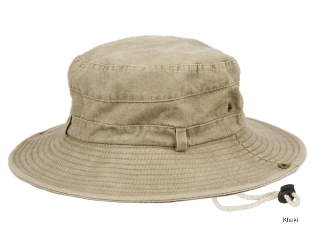 Camouflage 100% Cotton UV Protection Wide Brim Summer Bucket Hiking Safari  Hat with Adjustable Chin Strap, Khaki, 6 7/8-7 3/4 : : Clothing,  Shoes & Accessories