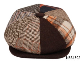 Men's Patchwork Wool Big Apple Duckbill Ivy Newsboy Irish Tweed Cap Hat-Many styles to choose.