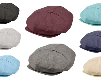 100 % Linen Newsboy Cabbies Golf Summer Sun hat cap