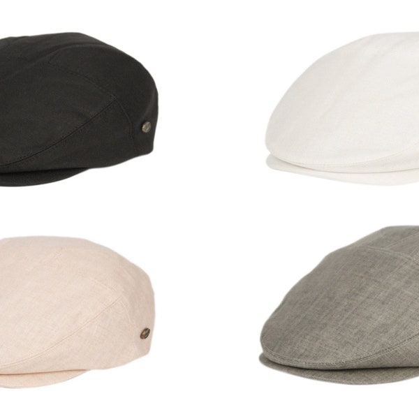 100% Linen ivy snap brim Cabbie Gatsby Ivy Golf Hat Cap fitted -many colors to choose - S/M and L/XL