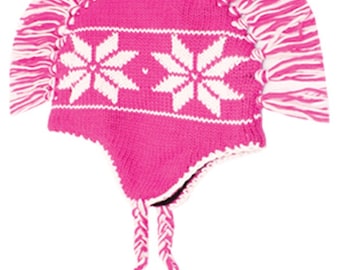 Wool Knit Trapper Hat – Winter Beanie with Frills