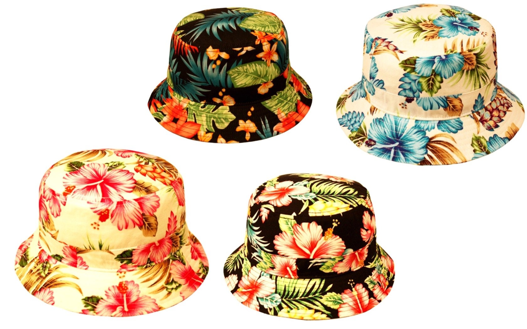 Bucket Hat Hawaii Flower Brim Cap Fishing Sun Safari Men Women Etsy
