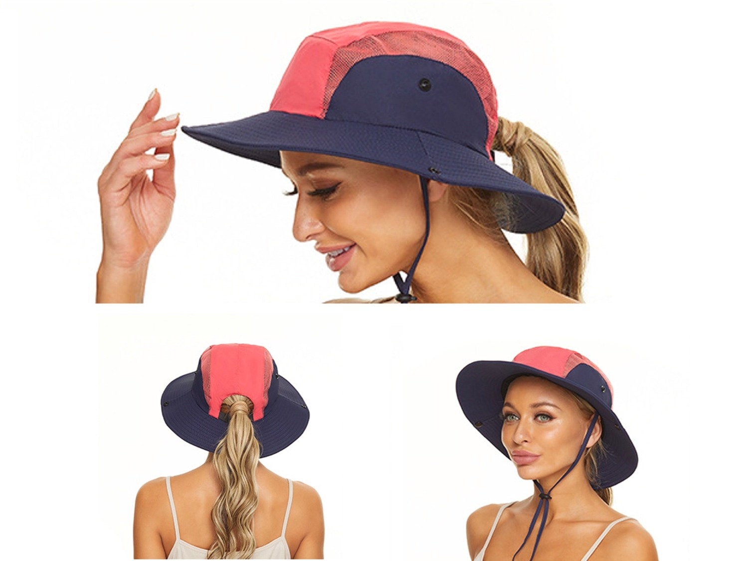 Women Sun Hat With Ponytail Hole 