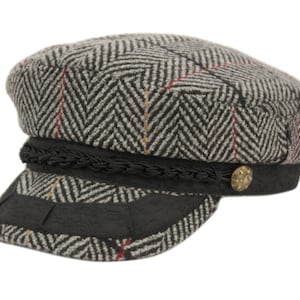 Classic Herringbone Wool Greek Fisherman Hat. Optional Personalization available.