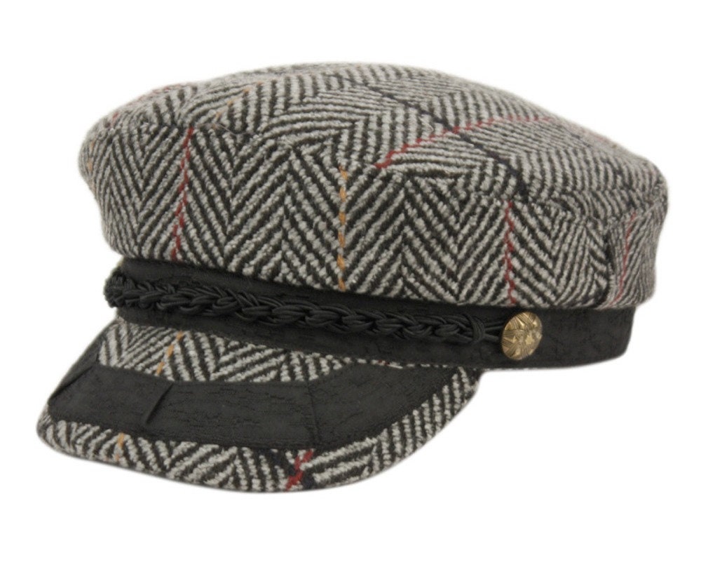 Trendy Apparel Shop Cotton Herringbone Texture Newsboy Greek Fisherman Hat Trendy Apparel Shop Cotton Herringbone Texture Newsboy Greek Fisherman Hat