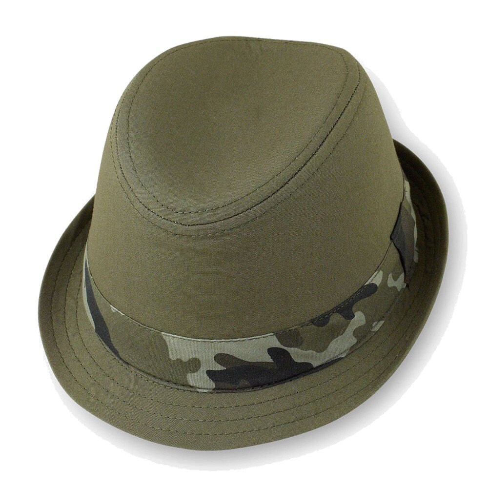 Infant Kids Children Camo Fedora Trilby Fashion Hat Cap Olive