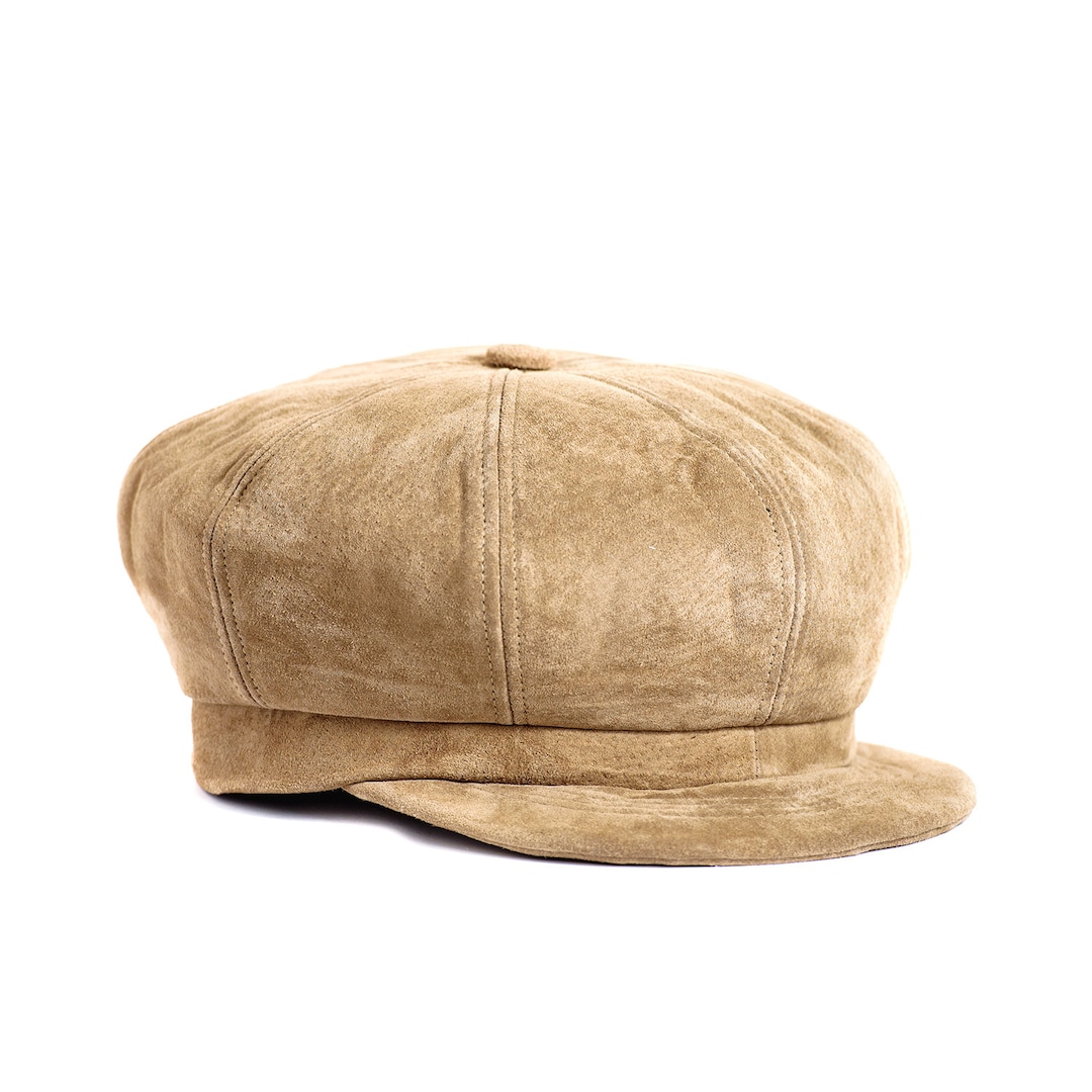 Suede Leather Newsboy Hat Cap Made in USA, Multiple Colors
