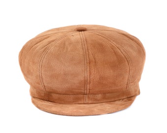 Suede Leather Newsboy Hat Cap Made in USA, Multiple Colors