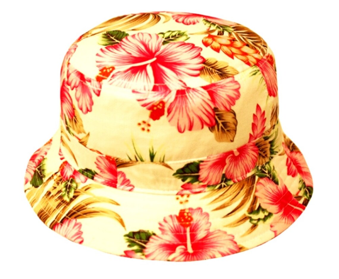Bucket Hat Hawaii Flower Brim Cap Fishing Sun Safari Men Women Etsy
