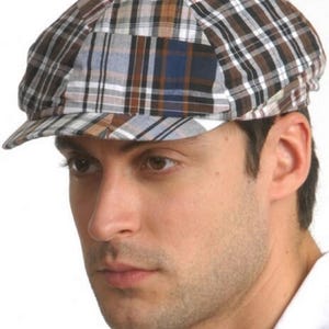 100% Cotton Patchwork Ivy Newsboy Cap – Fitted Summer Hat. Optional personalization available.