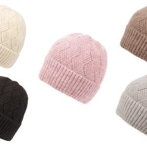 Two Tone Chunky Cable Knit Beanie With Sherpa Lining