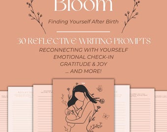 Zelfzorgdagboek voor moeders, zelfzorg tijdens de zwangerschap, dagboek voor mindfulness en reflectie, postpartumreis, geestelijke gezondheid, identiteit
