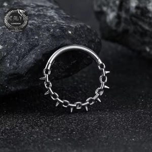 Spiky Chain Septum Punk/Gothic style , clicker hoop earring Titanium G23 ,16G /1.2mm  10mm diameter